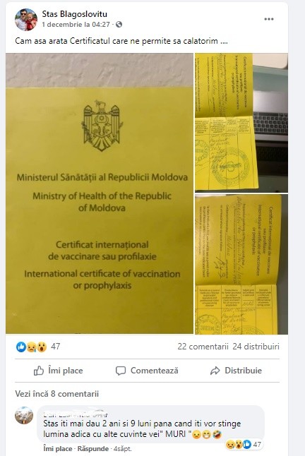 Comentariul ÎNFRICOȘĂTOR adresat fotografului Stas Blagoslovitu: „Îți mai dau 2 ani si 9 luni pana cand vei MURI "